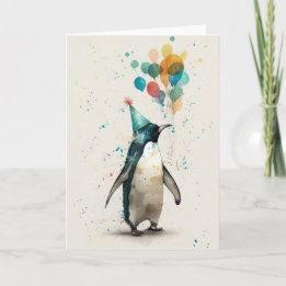Party Hat Penguin-hälsningskort Kort