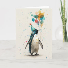 Party Hat Penguin-hälsningskort Kort