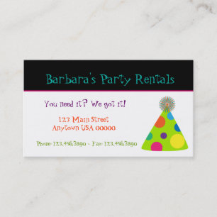 Party Hats Party Planner, Affärskort Visitkort