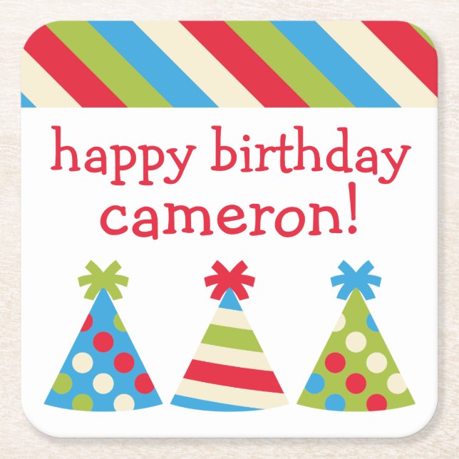 Party Hats Personlig Papper Underlägg (Framsidan)