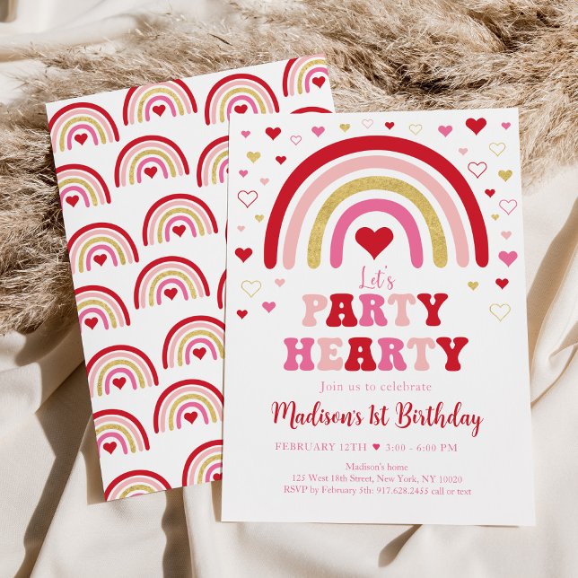 Party Hearty Boho Rainbow Valentine Birthday Inbjudningar (Skapare uppladdad)