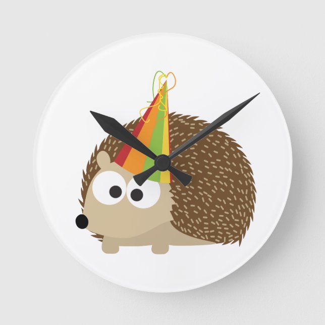 Party Hedgehog Rund Klocka (Framsida)