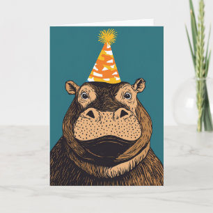 Party Hippo-hälsningskort - Whimsical Firande Kort