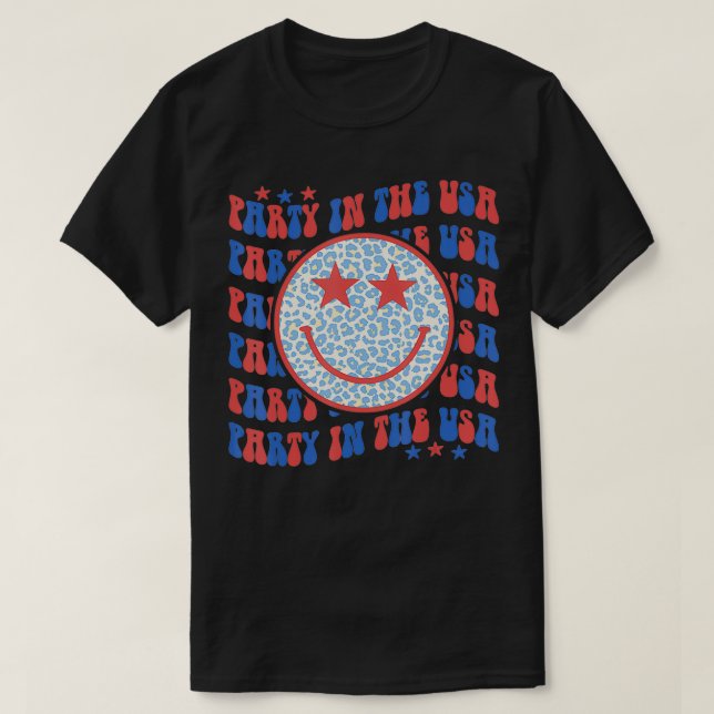 Party i Förenta staterna Mönster trend Lycklig Ans T Shirt (Design framsida)