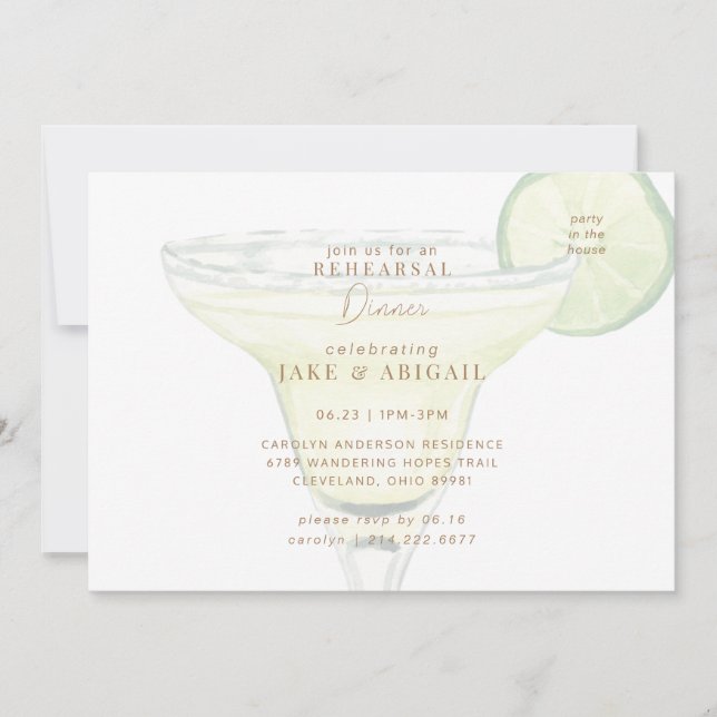 Party i huset Margarita Rehearsal Dinner Inbjudningar (Framsida)