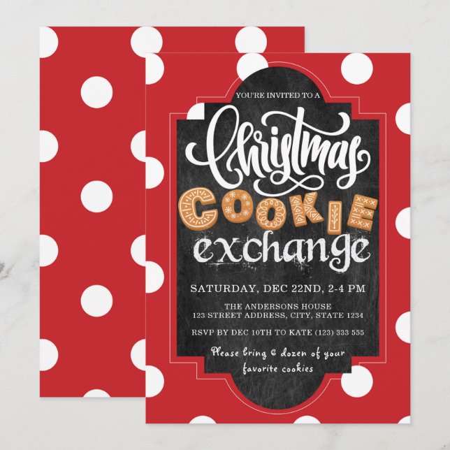 Party i i Cookie Exchange Inbjudningar (Fram/baksida)