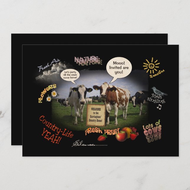 Party i Land Inbjudningar (Fram/baksida)