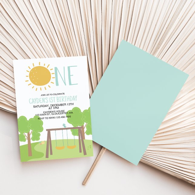 Party i Park Playground 1st Birthday Inbjudningar (Skapare uppladdad)