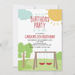 Party i Park Playground Birthday Inbjudningar
