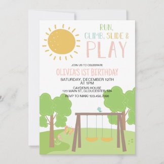 Party i Park Playground Birthday Inbjudningar