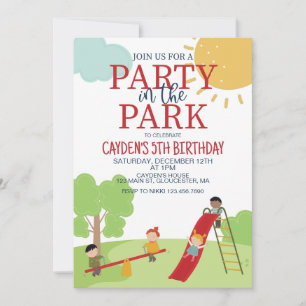 Party i Park Playground Birthday Inbjudningar