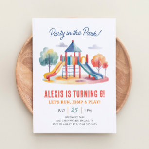 Party i Park Playground Birthday Inbjudningar