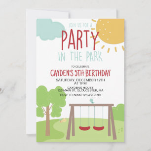 Party i Park Playground Birthday Inbjudningar
