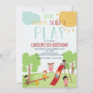 Party i Park Playground Birthday Inbjudningar