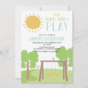 Party i Park Playground Birthday Inbjudningar