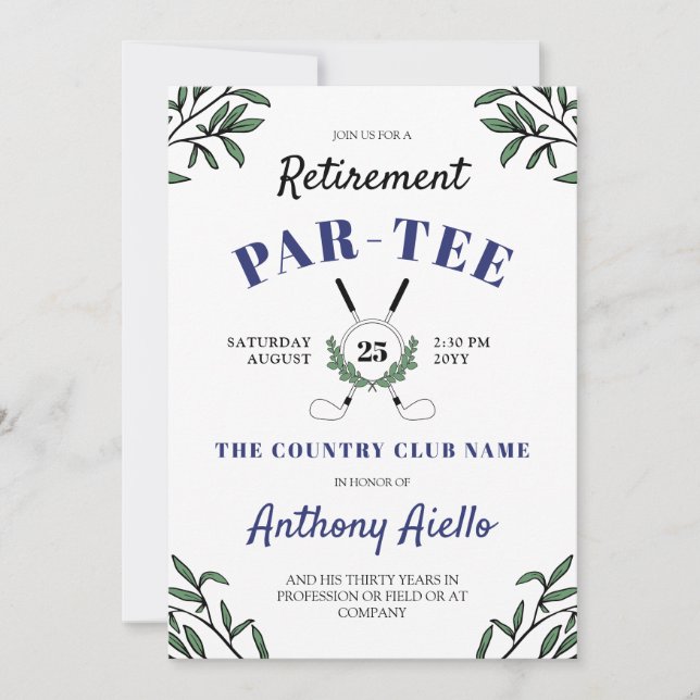 Party i Pension vid maringrey Golf Thned Inbjudningar (Framsida)