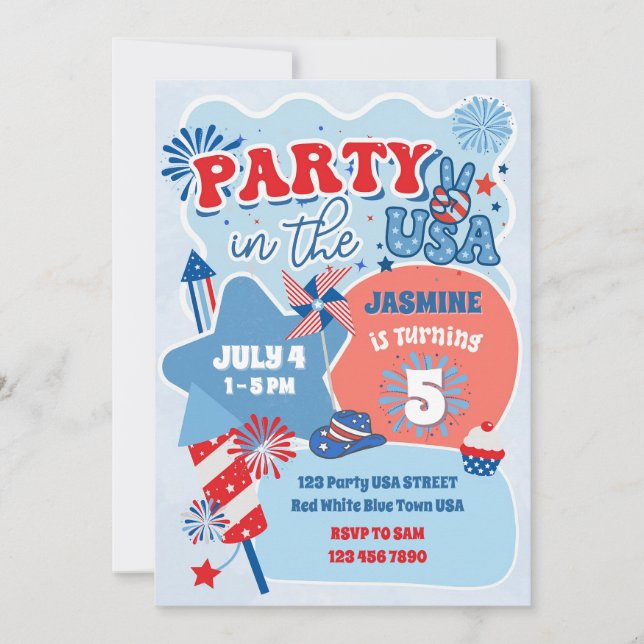 Party i USA 4:e juli-dagen-inbjudan Inbjudningar (Framsida)