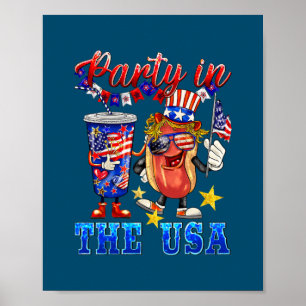 Party i USA 4:e juli Hotdog Älskare Funny Poster