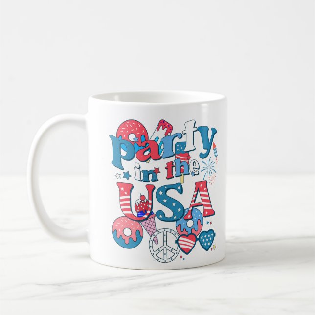 Party i USA - amerikansk sommar den 4 juli Kaffemugg (Vänster)