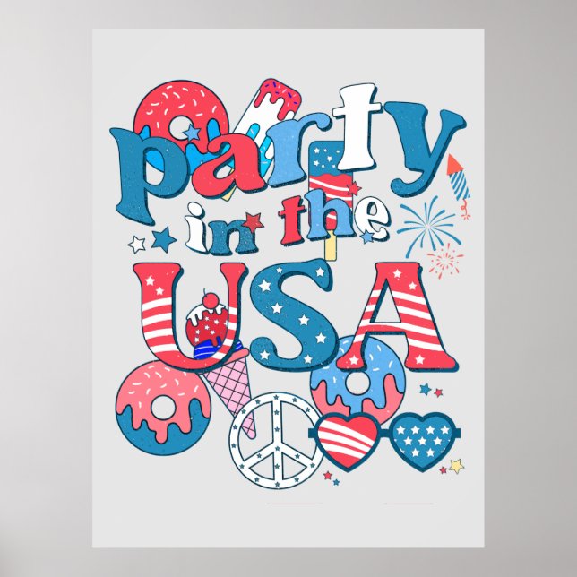 Party i USA - amerikansk sommar den 4 juli Poster (Framsidan)