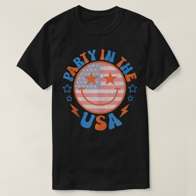Party i USA: amerikanska Flagga Lycklig Ansikte, s T Shirt (Design framsida)