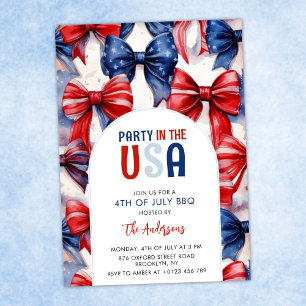 Party i USA Coquette Bow 4 juli Inbjudningar