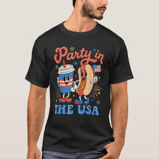 Party i USA Cute Soda och Hotdog Patriotic 4t T Shirt