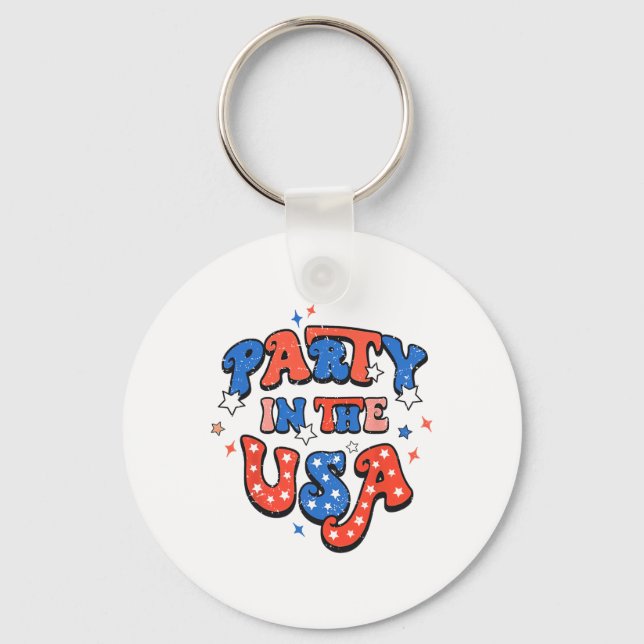 Party i USA den 4 juli Independence day USA Nyckelring (Framsida)