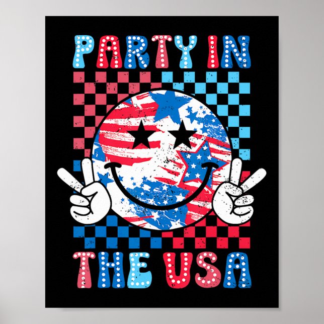 Party i USA den 4 juli: "Preppy Smile Kids Manar" Poster (Framsidan)
