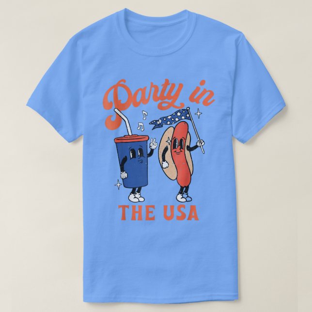 Party i USA Hett Hund älskare USA Usa Funny 4th of T Shirt (Design framsida)