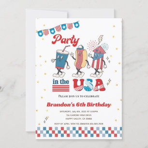 Party i USA Kid Boy Birthday American Middag Inbjudningar