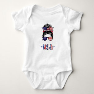 Party i USA Messy Bun 4 juli Patriotic T Shirt