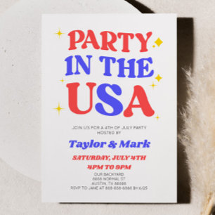 Party i USA Retro 4 juli Party Inbjudningar