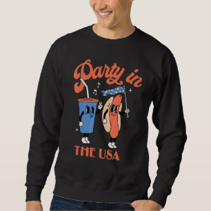 Party i USA Retro Hippie American Patriotic 4 Lång Ärmad Tröja
