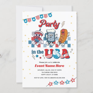 Party i USA Retro Roligt American Middag Birthday Inbjudningar