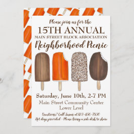 Party Ice Cream Social Birthday Popsicle Picnic Inbjudningar