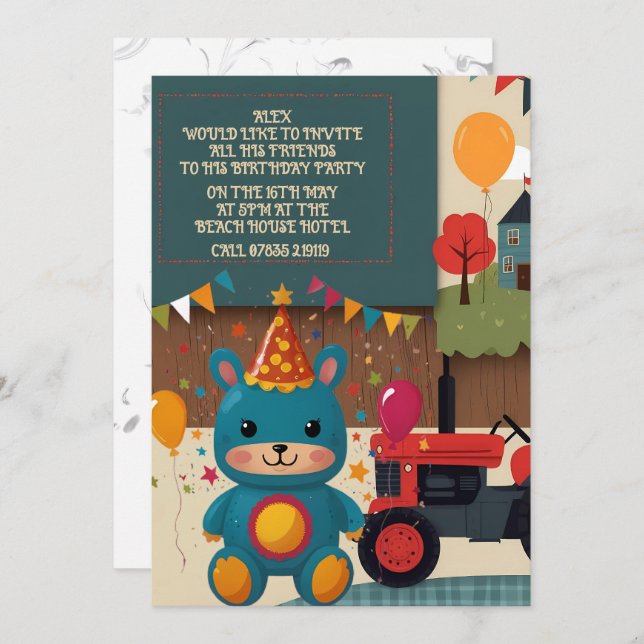 Party inbjudan (Fram/baksida)