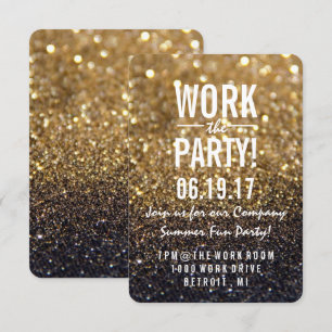 Party Inbjudan Guld Lit Nite Fab