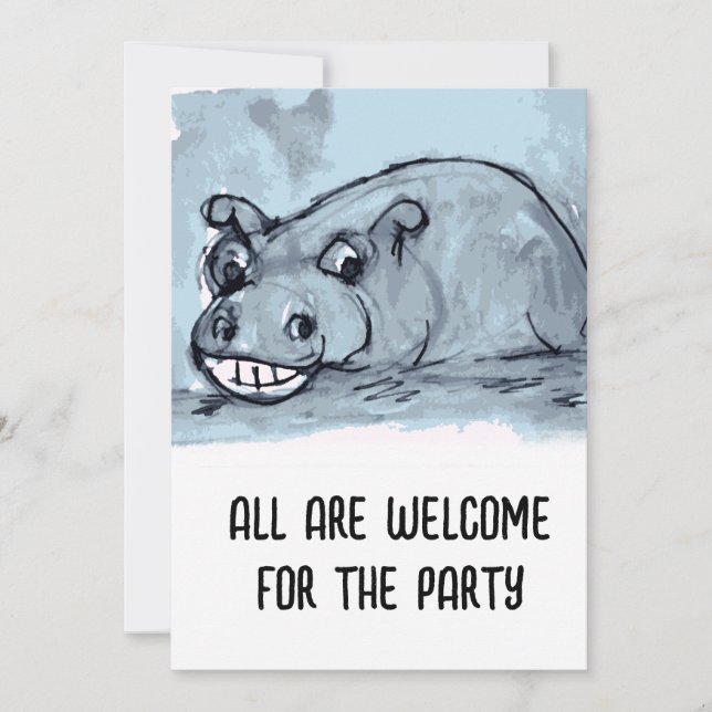 Party Inbjudan Hippo (Framsida)