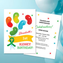 Party Inbjudan Kidney Transplant Birthday Anniv
