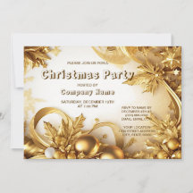 Party-inbjudan till Golden Lövs jul--Helgdag