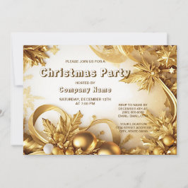 Party-inbjudan till Golden Lövs jul--Helgdag Inbjudningar