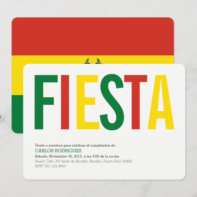 Party: Inbjudningar: Bolivia: Bolivianska Flagga Inbjudningar (Fram/baksida)