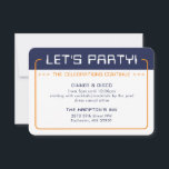 PARTY INFO INFOGA modernt spelande marinblå orange Inbjudningar<br><div class="desc">av kat massard >>> www.simplysweetPAPERIE.com <<<
Enkel design för dina PARTYKORT - för att matcha dina huvudinbjudningar. 
Älskar designen,  men vill se några ändringar - ett annat färgschema,  produkt,  lägg till ett foto eller anpassat för ett annat tillfälle - inga problem,  kontakta mig bara,  KAT@SIMPLYSWEETPAPERIE.COM
Jag hjälper gärna!</div>