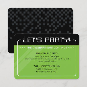 PARTY INFO INSERT modern grönt för spelarsvart Inbjudningar