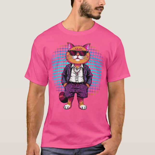 Party Katt i solglasögon - discokonfektion T Shirt (Framsida)