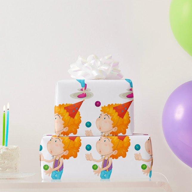 Party Kid Juggling Colorful Bollar Presentpapper (Skapare uppladdad)