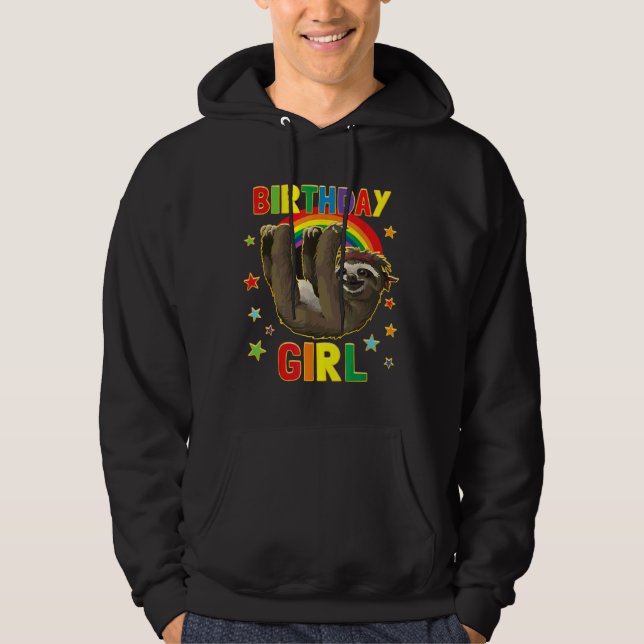 Party Kids Idea Sloth B Day Birthday Hoodie (Framsida)