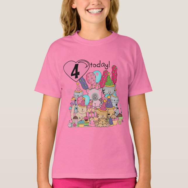 Party Kittens 4e födelsedagen T-tröjor och present Tee (Framsida)