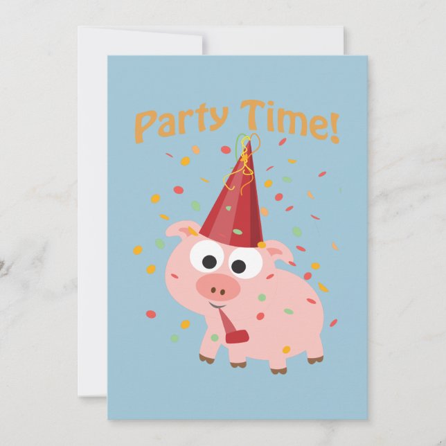 Party! Konfetti Gris-partiinbjudan Inbjudningar (Framsida)
